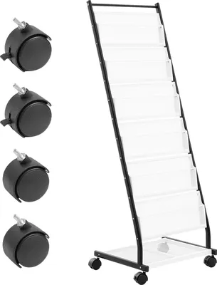 Produktbild von SucceBuy 6-Tier Brochure Display Rack, Floor Standing Magazine Stand mit 6 Fächern, beweglich mit 4 feststellbaren Rädern für Shop, Büro, Ausstellung - Literatur & Zeitungshalter