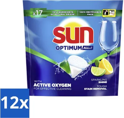 Produktbild von Sun - Spülmaschinenkapseln - Zitrone - 17 Kapseln - Vorteilspack - 12 Stücke