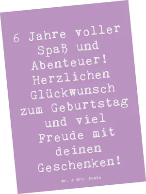 Produktbild von Mr. & Mrs. Panda Grußkarte Spruch 6. Geburtstag Freude - Lavendeltraum - Geschenk, spruchkarte, Kindergeburtstag, Ansichtskarten, Einladungskarten, Herzlichen Glückwunsch
