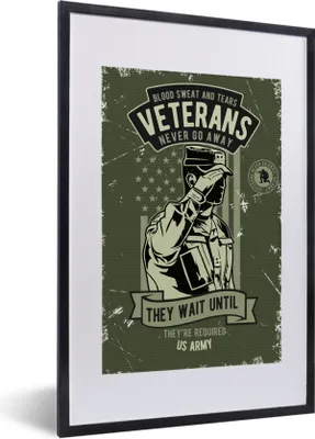 Produktbild von MuchoWow® MuchoWow® Gerahmtes Poster Vintage - Armee - Fahne 40x60 cm - Poster mit zchwarzem Bilderrahmen - Poster in Rahmen