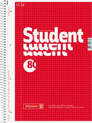 Zdjęcie produktu dla Brunnen podkładka studencka A4 kwadratowa z linią marginesu czerwona 80 kartek