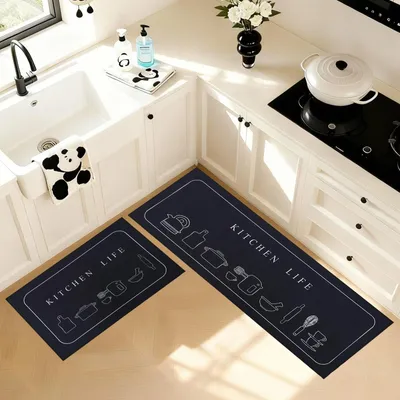 Image de SolidKeus - Ensemble de 2 tapis de cuisine antidérapants, lavables