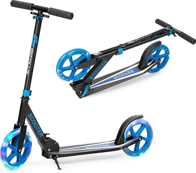 Produktbild von Kickscooter mit LED-Rad, Freestyle Scooter Klappbar Höhenverstellbar, Stunt Scooter mit Rutschfestem Trittbrett, Cityroller 100 kg belastbar