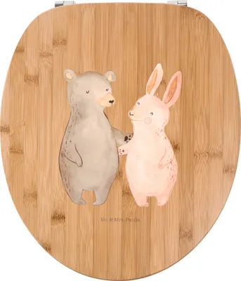 Produktbild von Mr. & Mrs. Panda Klodeckel Bär und Hase Umarmen - Transparent - Geschenk, Freundinnen, für Immer, WC-Sitz, Klo-Deckel, Freunde, Hocheitstag, WC Brille, Toilettendeckel