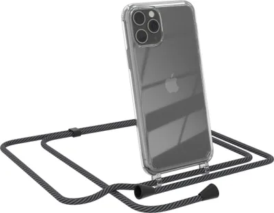 Produktbild von EAZY CASE Handykette kompatibel mit Apple iPhone 11 Pro, Handyhülle mit Umhängeband, Handykordel, Schutzhülle Clear, Band in Grau