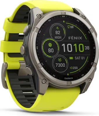 Produktbild von Garmin Fenix 8 Multisportuhr, 51mm, Sapphire Solar Edition, yellow/grey
