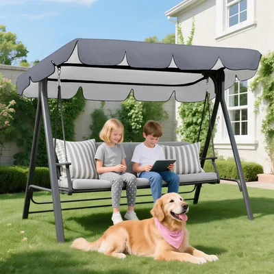 Produktbild von Hollywoodschaukel-Dachbezug - Ersatzdach - 210 x 145 cm - 420D-Oxfordstoff - Wasserdicht - Universal - Für 3-Sitzer