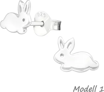 Produktbild von Ohrstecker Ostern: 925 Silber Ohrringe „Kaninchen / Hase / Osterhase“ Modell 1
