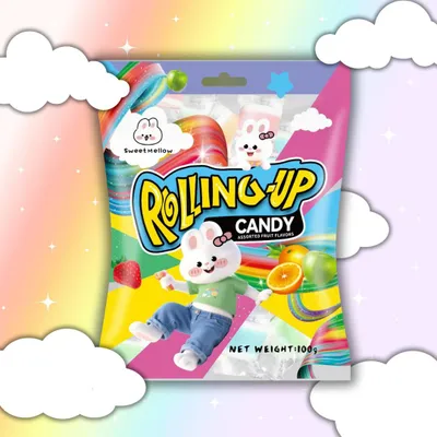 Produktbild von TXMM Rolling-Up Candy – Fruchtige Kaustreifen | Mixed Fruit | 100 g+Heartforcards Versandschutz