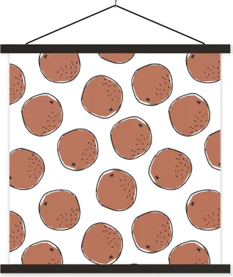 Produktbild von MuchoWow® Textilposter Sommer - Kokosnüsse - Braun - Weiß 60x60 cm mit schwarzem Rahmen - Posteraufhänger