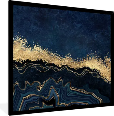 Produktbild von MuchoWow® MuchoWow® Gerahmtes Poster Marmor - Textur - Gold - Illustration 40x40 cm - Poster mit zchwarzem Bilderrahmen - Mit Rahmen - Wanddekoration Schlafzimmer