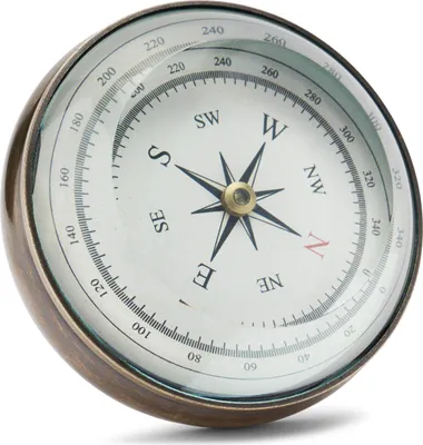 Produktbild von Kompass aus Messing antik mit geschliffenem Glas 8cm Taschenkompass Peilkompaß