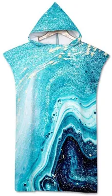 Produktbild von Ibenzoa® Badeponcho aus Mikrofaser mit Kapuze – kompakt & leicht, saugfähig und schnell trocknend, Unisex für Wassersport, Strand & Outdoor