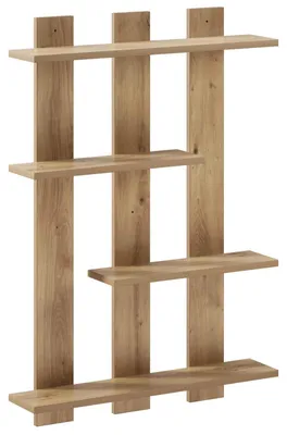 Image de Wandregal en bois imitation chêne, dimensions 61 x 13,5 x 88 cm