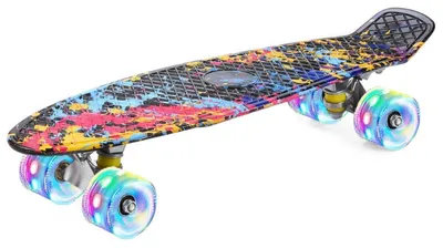 Produktbild von Mini Cruiser Skateboard 22 Zoll mit LED Leuchtrollen für Kinder und Erwachsene
