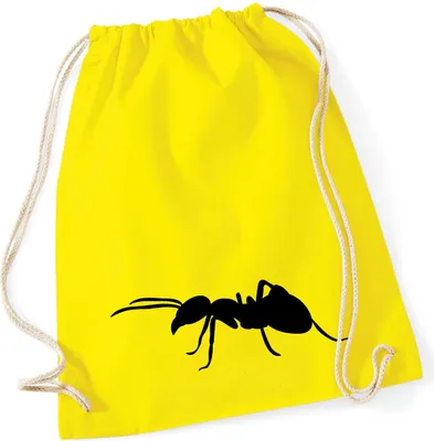 Produktbild von Huuraa Turnbeutel Ameise Silhouette 12 Liter Yellow Baumwolle Rucksack Geschenkidee