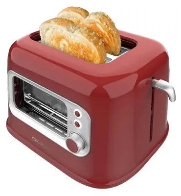 Obrázok produktu pre Cecotec RetroVision Red, 2 krajcov, Červená, Nerezová oceľ, Tlačidlá, Páka, Otočné, 700 W, 220 - 240 V, 50/60 Hz