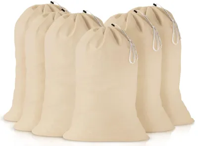 Obrázek produktu pro Bavlněné prádlové sáčky, odolné a opakovaně použitelné, rozměry 24 cm x 36 cm, sada 6 kusů