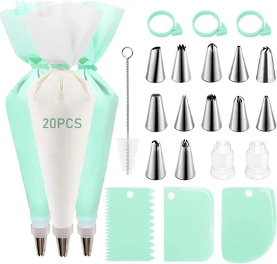 Produktbild von Spritzbeutel mit Spritztüllen, wiederverwendbar, Silikon, für Torten und Cupcakes, professionelle