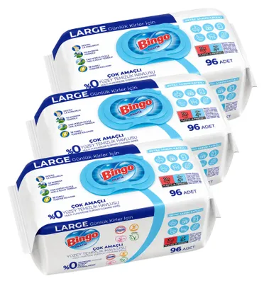 Produktbild von Bingo Weißseife 3x96 Blatt – Mehrzweck Reinigungstücher – Große Oberfläche