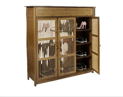 Produktbild von Schuhschrank - Schuhregal - Schuhaufbewahrungsbox - Schuhmöbel - Schuhschublade - Bambus - 4 Ebenen