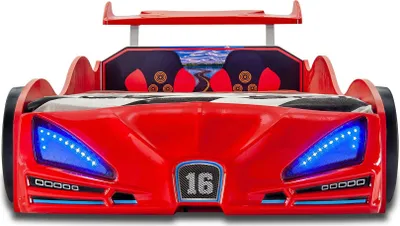 Produktbild von Kinder Autobett Velocity XR-4 Rot 90x190 cm mit LED-Scheinwerfern und Soundmodul