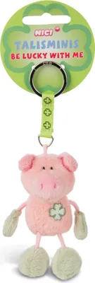 Produktbild von Nici Schlüsselanhänger Glücksschwein mit Kleeblatt rosa-grün 7cm Talisminis 33687
