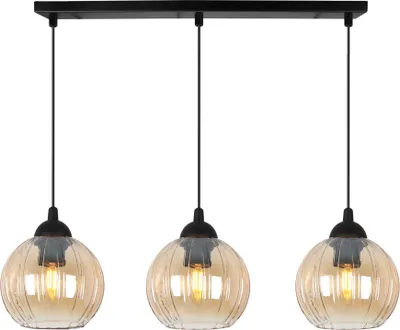 Produktbild von Hängelampe Costa Schwarz 3-flg E27 Glas Kugel