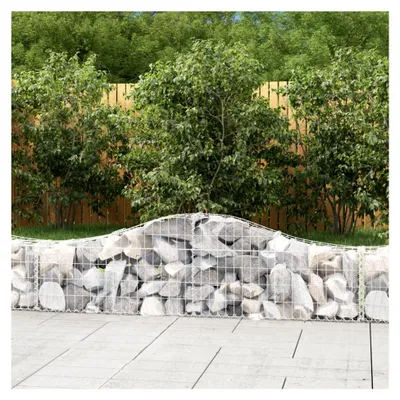Produktbild von 7er Set Gabionen Pflanzkübel aus Metall, Ziergabione Drahtkorb befüllbar, Gartendeko, 200x30x40/60 cm verzinktes Eisen
