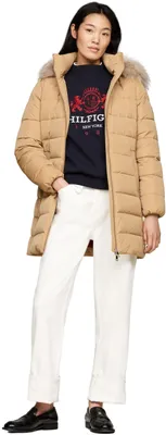 Produktbild von Tommy Hilfiger Damen Daunenmantel Heritage Down Tyra Coat With Fur mit Taschen,