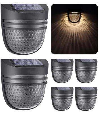 Solar-Gartenleuchten, 6 Stück, IP65, 2 Modi, schwarz, Kunststoff
