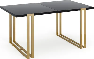 Obrázek produktu pro Roztahovací Jídelní Stůl - Stůl s Kovovými Zlatými Nohami - Průmyslový Stůl do Obývačky - 120 až 220 cm - Spořič Místa - Černý