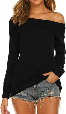 Produktbild von Schulterfreier Pullover für Damen, langärmelig, lockerer Strickpullover
