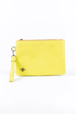 Image de Pochette Dellel Yaya jaune fluo en simili cuir vegan
