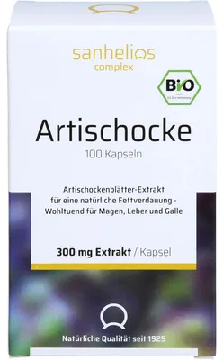 Imagen del producto de Sanhelios: Cápsulas de alcachofa orgánica, 100 unidades
