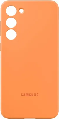 A plain, top-down view of an orange Samsung phone case.
