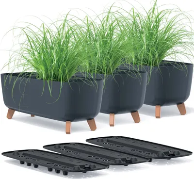 Zdjęcie produktu dla 3X Doniczka Na Taras Donice Na Nóżkach Korytka Na Kwiaty Doniczka 58 Cm