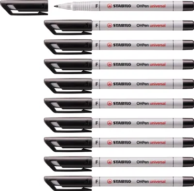 Produktbild von Folienstift - STABILO OHPen universal - wasserlöslich fein - 10er Pack - schwarz
