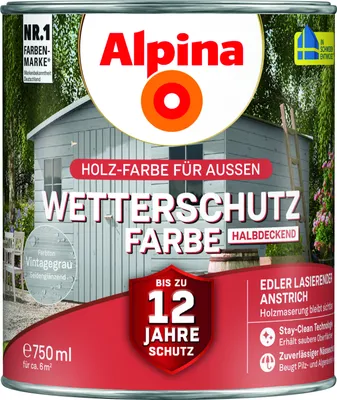 Produktbild von Alpina Wetterschutzfarbe halbdeckend 0,75 L vintagegrau