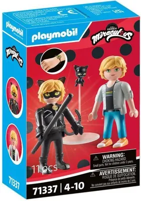 Image de PLAYMOBIL Miraculous : Adrien & Chat Noir, Bracelet Enfant, 2 Pièces, Multicolore, Dès 4 ans