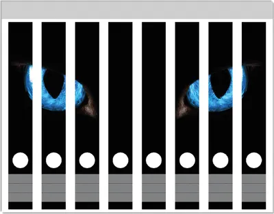 Produktbild von Wallario Ordnerrücken Sticker, selbstklebend für schmale Ordner, 8 Stück, Motiv Blaue Katzenaugen bei Nacht