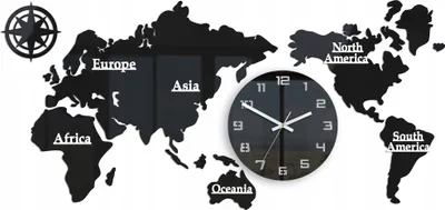 Produktbild von ModernClock, Weltkarte Uhr, wanduhr schwarz groß, wanduhr 110x55, DIY