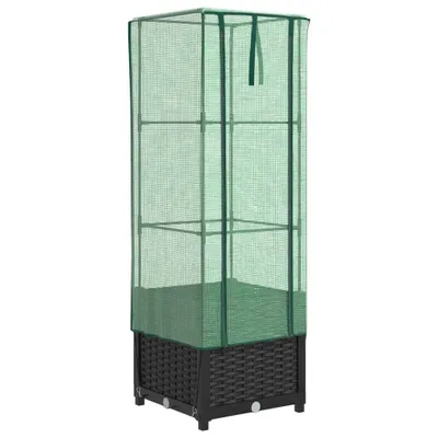 Produktbild von vidaXL Hochbeet mit Gewächshaus-Aufsatz Rattan-Optik 40x40x139 cm