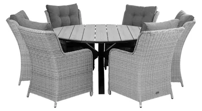 Produktbild von 7-teiliges Gartenset | 6 Dublin Gartenstühle | Limasol Gartentisch | ø 150 cm
