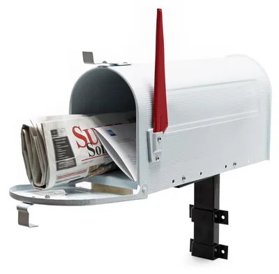 Amerikanischer Briefkasten US Mailbox weiß mit Wandhalterung