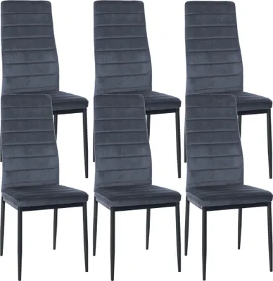 Produktbild von CLP 6er Set Esszimmerstühle Mayfair gepolstert mit Metallgestell hellgrau Material Samt