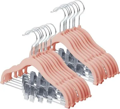 Obrázok produktu pre Detské vešiaky na oblečenie s pohyblivými klipmi od 16 do 30 cm - ružové