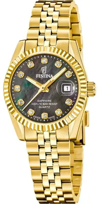 Produktbild von Festina F20089/3 Damenuhr Quarz Goldfarben/Perlmutt Schwarz 10 bar