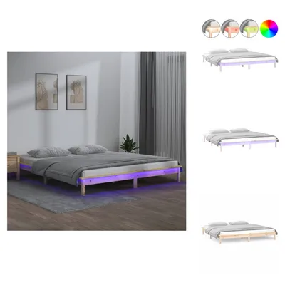 Immagine prodotto di vidaXL Letto in legno massiccio con LED 160x200 cm - Letti e strutture letto