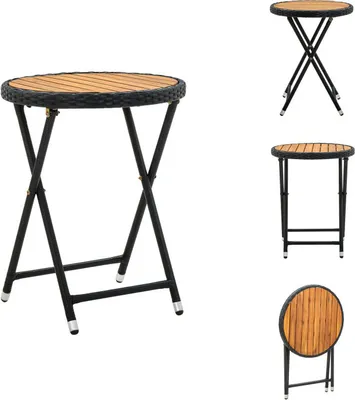 Obrázek produktu pro vidaXL Odkládací stolek černý 60 cm z polyratanu a akáciového masivu - Zahradní stoly
